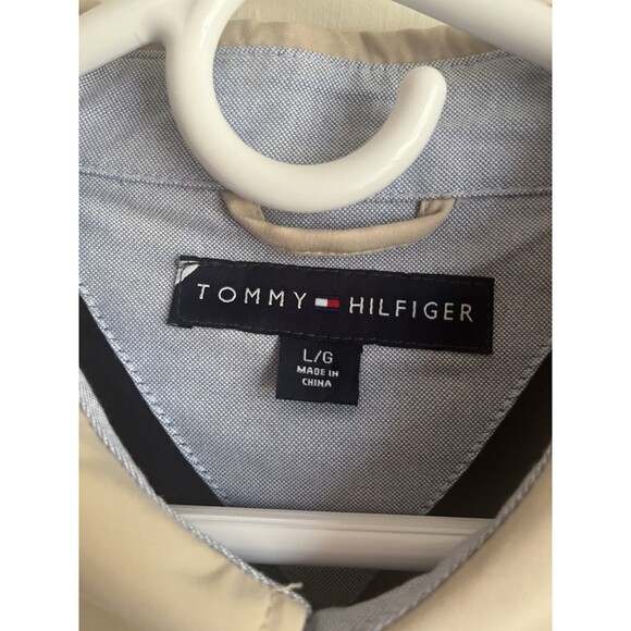 Tommy Hilfiger Men's Vintage Bomber Beige Collared Zip Up Buttons Pockets Size L - Picture 10 of 14